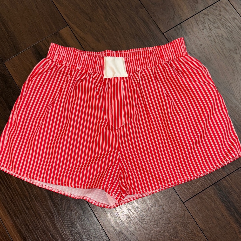 Red and White Striped Shorts